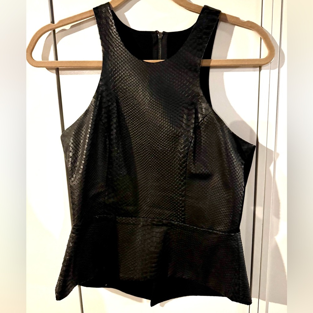 Mason Black LEATHER Textured Tank Top Size 4